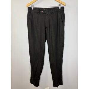 Percival Men's Linen Tailored Trouser Pants Black Sz 32x33 Classic